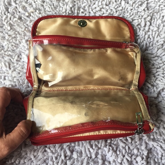 Guess red make up cosmetic bag with two pocked - Picture 3 of 7